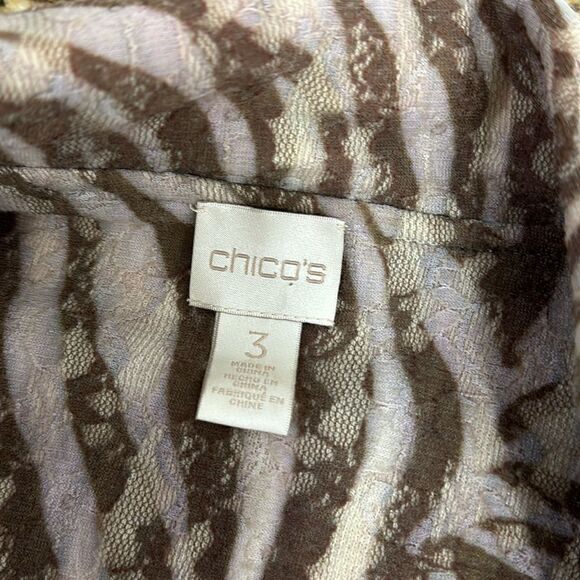 Chico’s Zee Zebra-Print Lace Overlay 3/4 Sleeve Cardigan Jacket Size XL - Picture 6 of 10